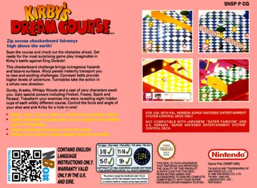 Kirby's Dream Course (Europe) box cover back